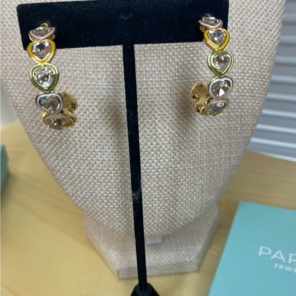Park Lane Gold and multi colored Heart Hoop Earrings